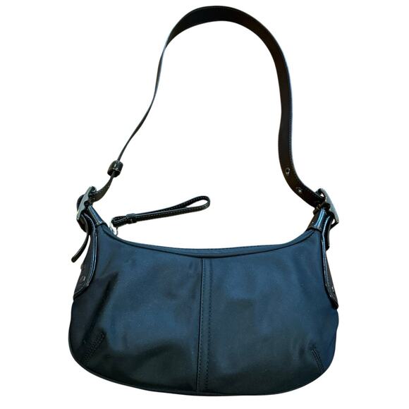 Coach A04K-6671 Hobo Shoulder Bag Pochette Black Nylon/Leather Strap/Trim - Picture 8 of 16